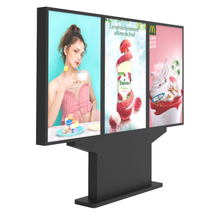 Tepi Sempit Tiga 32 43 49 55 Inci 2500 Nit Pemain Video Pengiklanan Totem Kecerahan Tinggi Kalis Air IP66 Stand Luar Skrin