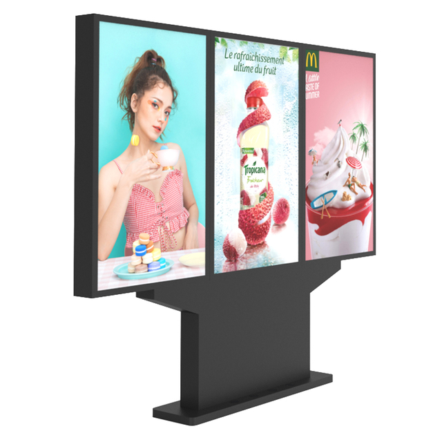 Smal kant tre 32 43 49 55 tommer 2500 nit reklamevideoafspiller totem h&oslash;j lysstyrke Vandt&aelig;t IP66 stand udend&oslash;rs sk&aelig;rm