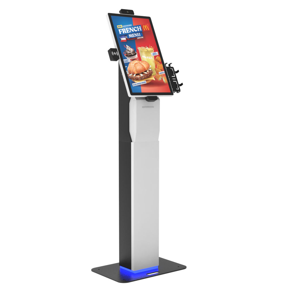 21,5 İn&ccedil; Zemin Standı PCAP Dokunmatik Kiosk Mod&uuml;ler Stil Self Servis POS Braketi QR Tarayıcı ve Yazıcı Dijital Tabela Ekranları