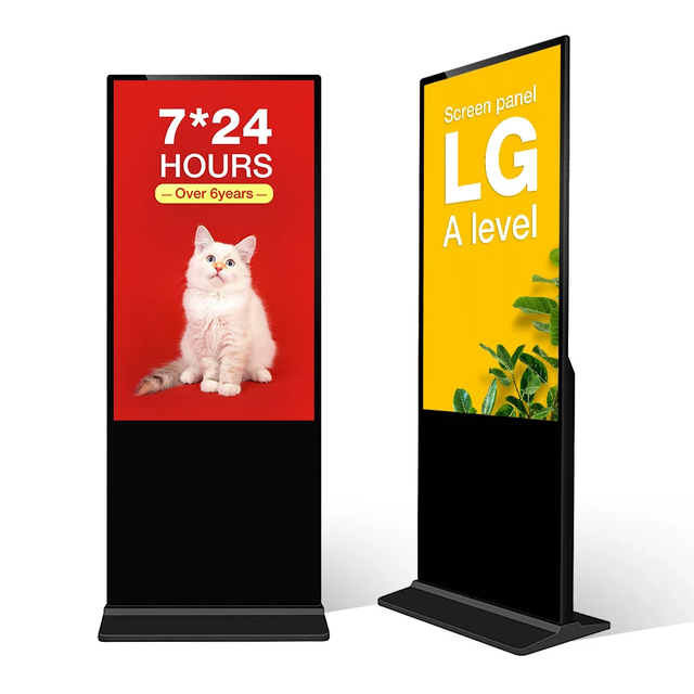 55 Inci Lantai Berdiri Menegak Interaktif Digital Totem LCD Skrin Sentuh Kiosk Papan Tanda Paparan Pengiklanan 