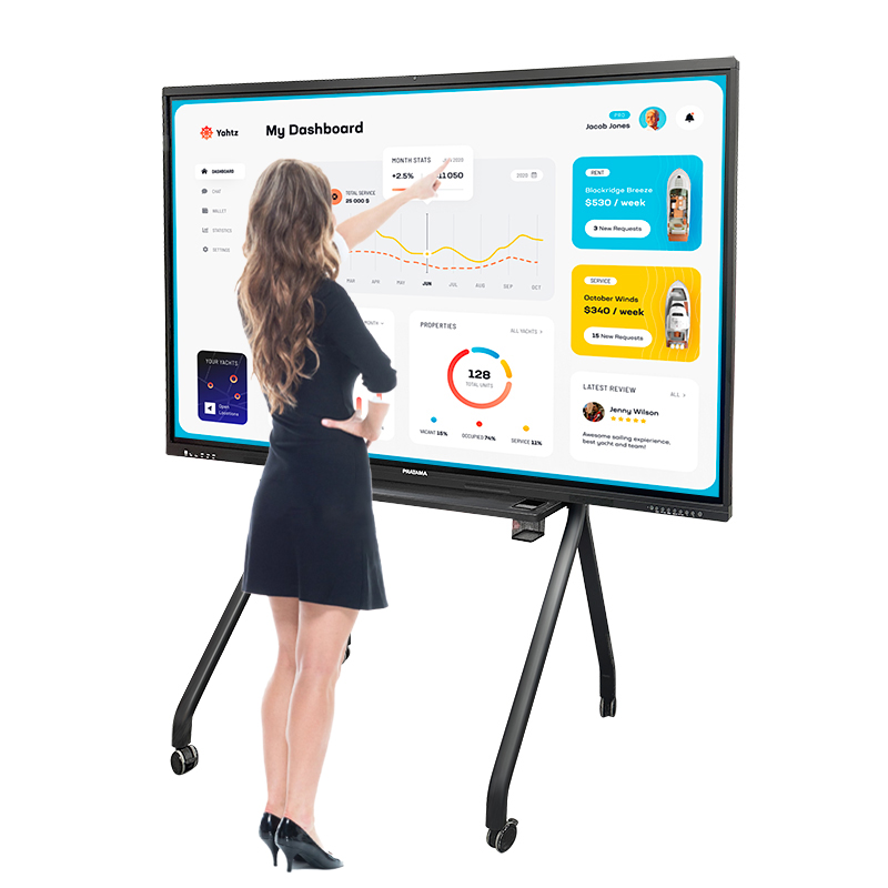 Smart Touch LCD-sk&aelig;rm Monitor Rullende hjul Bev&aelig;gelig Stand Board Remote Vidieo Conference Interactive Whiteboard