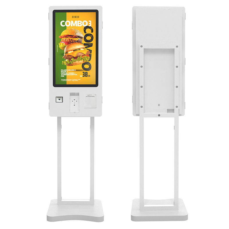 32 tommer fritst&aring;ende multimodul fastfood selvbetjeningskiosk med POS-holder stregkodescanner kvitteringsprinter
