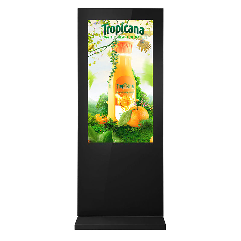 Venta caliente al aire libre 4k cms software video 2500nit impermeable lcd publicidad soporte de piso pantalla ip65 reproductor de pantalla t&oacute;tem inteligente al aire libre