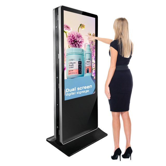 43 49 55 дюймдік ультра жұқа қос экранды бейне Lcd сенсорлық дисплей Жарнамалық ойнатқыш тотем екі жақты стендтік сандық белгі