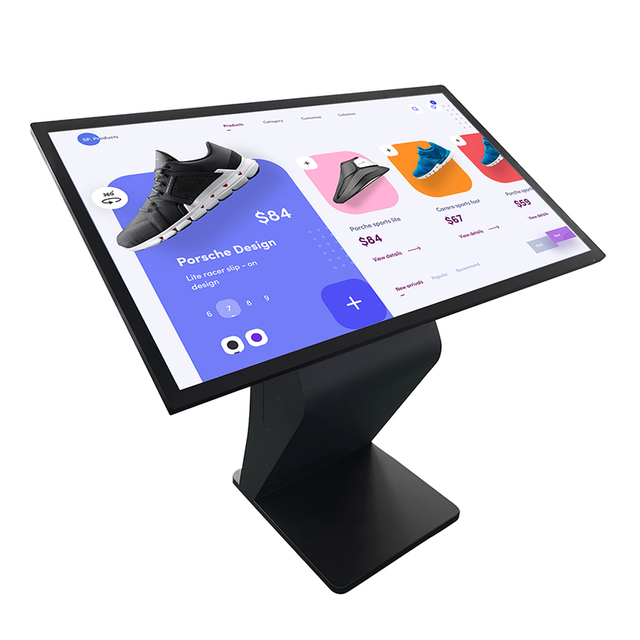 Soporte de suelo para consultas de autoservicio, quiosco horizontal con base tipo k, informaci&oacute;n digital todo en uno, pantalla t&aacute;ctil interactiva