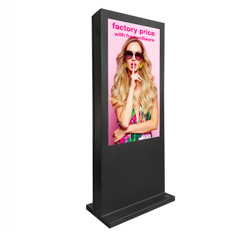 32 43 49 55 65 duim 2500nit buite vertoon vloer staander speler waterdigte lcd skerm buite digitale wifi totem