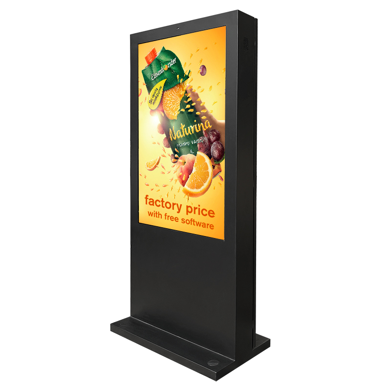 stativ lcd kiosk ip65 solafl&aelig;selig vejrbestandig vandt&aelig;t touchsk&aelig;rm wifi reklameafspiller digital lodret display totem