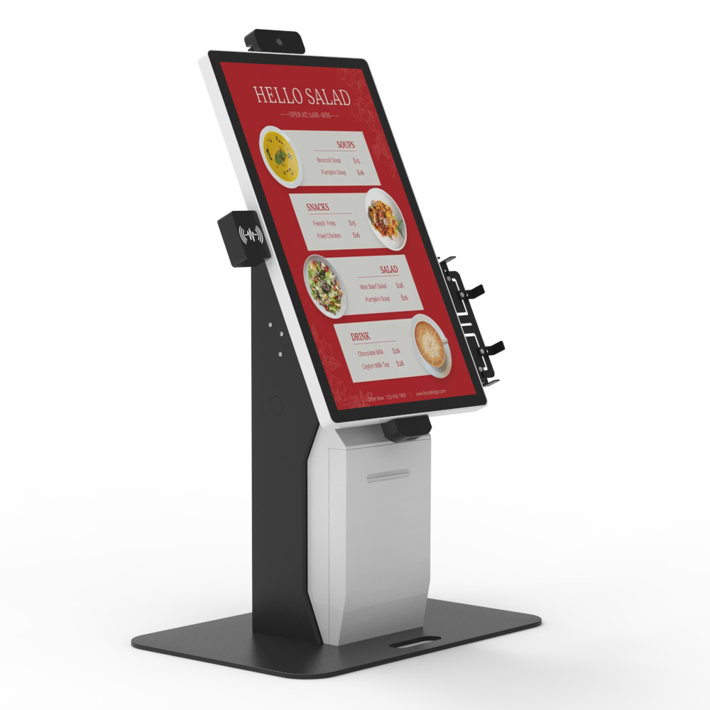 32 インチ QR コード スキャナ Android/Win タッチ決済 POS システムに統合されたレストラン 決済機 セルフサービス注文キオスク