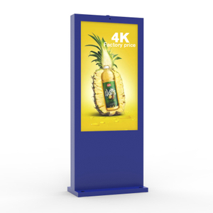 49 55 65 75 86 Inci 3000Nits Di Luar Tahan Air IP65 Lcd Pemutar Tampilan Iklan Digital Signage Kios Berdiri Lantai Luar Ruangan