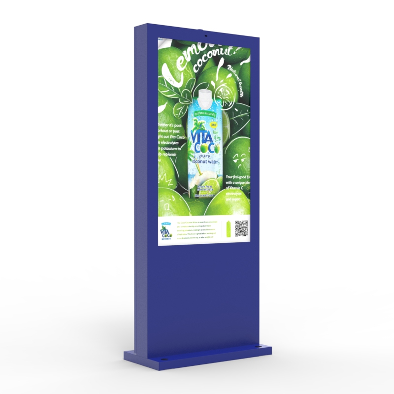 &Eacute;cran publicitaire Lcd &eacute;tanche, 55, 65, 75, 98 pouces, 3000 lentes, support au sol, Totem tactile capacitif, signalisation num&eacute;rique ext&eacute;rieure